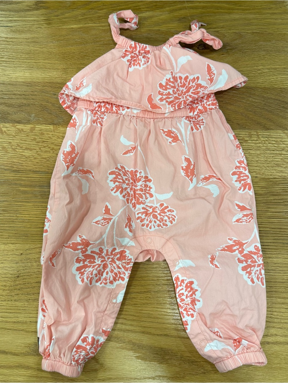 Tea Collection Pink Floral Ruffled Romper